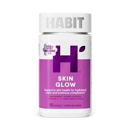 Habit Skin Glow, apoya la salud de la piel, ácido hialurónico, vitamina A retinol, vitamina C y E, 60 cápsulas
