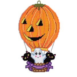 Design Works Crafts Inc. Hot Air Pumpkin Plastic Canvas Wall Décor Kit, Multicolored