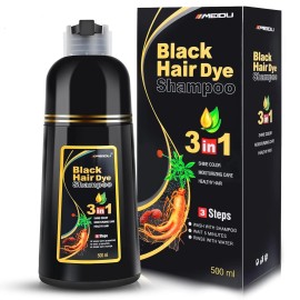 Meidu Black Hair Dye Shampoo Instant 3 in 1 Grey Coverage
