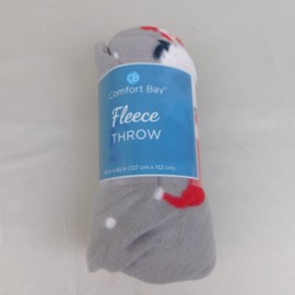 Comfort Bay Fleece 50" x 60" Snowflakes Santa Gnomes Christmas Throw Blanket - Gray #C199