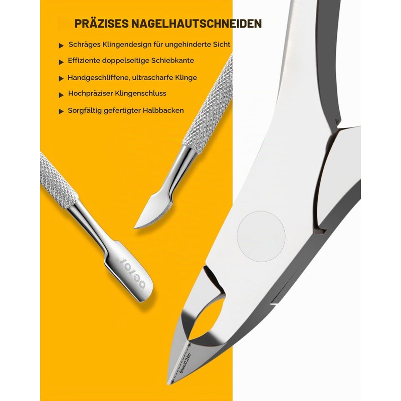 BEZOX Cuticle Nippers with Cuticle Pusher Set - Precise Cuticle