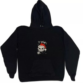 Unbranded The Nightmare Before Christmas Embroidered Hoodie with Pockets - Black
