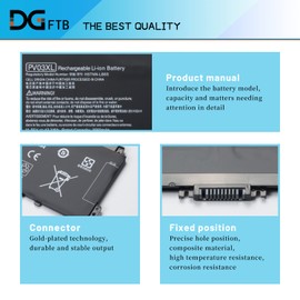 DGFTB PV03XL PP03XL 43.3Wh Laptop Battery for HP Pavilion x360 13-BB 14-DV 14M-DW 14-DK 15-EH 15-EH0000 14-dw0xxx 14-dw0xxx 14m-dw0xxx 14M-DW0023DX 14m-dw0013dx L83393-005 L83388-421 11.55V 43.3Wh