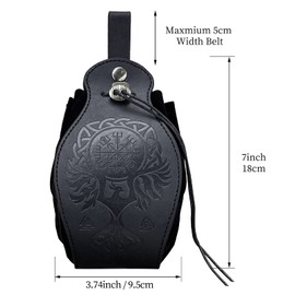 Medieval Faux Leather Drawstring Pouch Portable Belt LARP Waist Bag Viking Renaissance Cosplay Costume Purse Steampunk Dice Bag for Men Women (D)