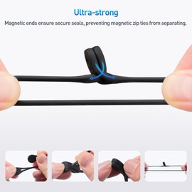 Cable Matters 10-Pack Ultra Strong Silicone Magnetic Cable Ties, Magnetic Cord Ties/ZipTies/Cord Organizer, Black and White