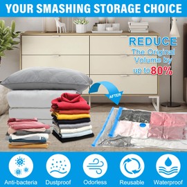 BUOAZR Vakuumbeutel für Kleidung Bettdecken 9 Stück 3 Größen (3 * 100x80cm + 3 * 80x60cm + 3 * 60x40cm) Wiederverwendbar Vakuum Kleiderbeutel, Aufbewahrungsbeutel Reise mit Staubsauger Handpumpe