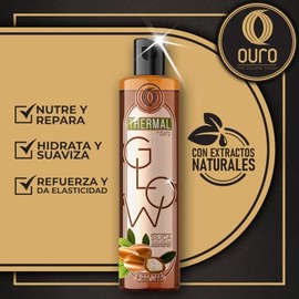 OURO Glow Silica en Argán, Tratamiento Capilar Termoprotector y Nutritivo para Cabello, 125 ml