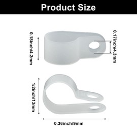 Waziaqoc 200 Pcs 1/2 Inch Rope Light Clips, Nylon R-Style Mounting Clips, Cable Clip Wire Clamps for Wire Management, Outside String Lights