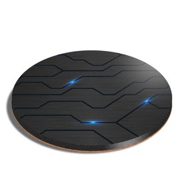 1 x Round Coaster - Futuristic Technology Gaming Style Cork Backed MDF Glossy Tea Coffee Accessory #21568