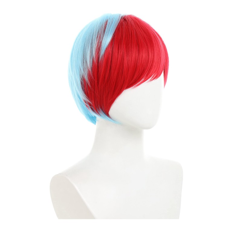 Miccostumes Unisex Wig, Anime Cosplay Wig, Popular, Short, Red Blew