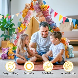 RAINFLOW 2PCS Hanging Stuffed Animals Storage Chain - Stuffed Animal Chain Organizer with 40 Metal Clips,80 Inch Display Holder Chain for Wall or Corner Decor,Hanging Hats,Socks,Holiday Cards