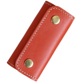 Polcolosso Leather Key Case, Genuine Leather, Smart Key Case, Men's, Women's, Cute, Brand, Arizona Leather, Italian Leather, Made in Japan, Slim, Compact, Small, orange