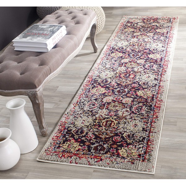 SAFAVIEH Monaco Collection MNC206G Oriental Abstract Distressed Non-Shedding Living Room