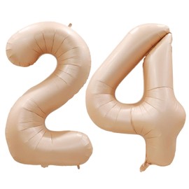 GOER Number 24 Balloons for 24th Birthday Party Decorations,42 Inch Jumbo Foil Helium 42 Balloons for 42nd Birthday Party Decoration (Caramel)