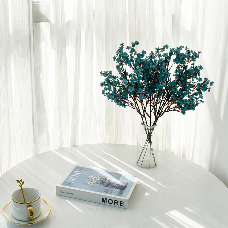 ONLY ART 6 Bundles Teal Flowers Silk Babys Breath Artificial