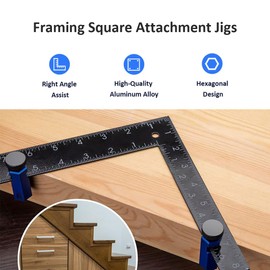 Gugxiom Stair Gauges for Framing Square, Tall Stair Gauges with Holder and Carabiner Stair Gauge, Aluminum Alloy Framing Square Framing Tools for Circular Saw Metal Stair