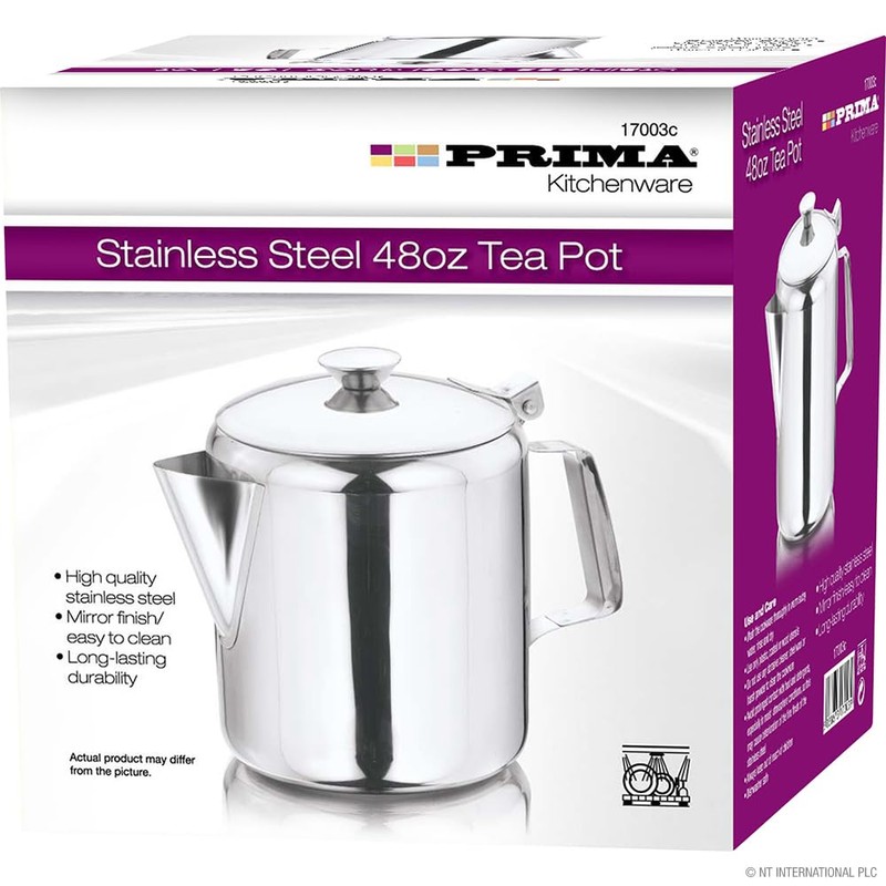 Prima 48oz Tea Pot-S/S 1400ml, Stainless Steel, Silver, One Size