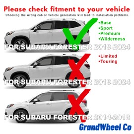 GrandWheel Co Smoke Tinted Tape-On Side Window Vent Visor Deflectors Rain Guards Compatible with Subaru Forester 2019-2024 Base, Premium - 6pcs. GW0352