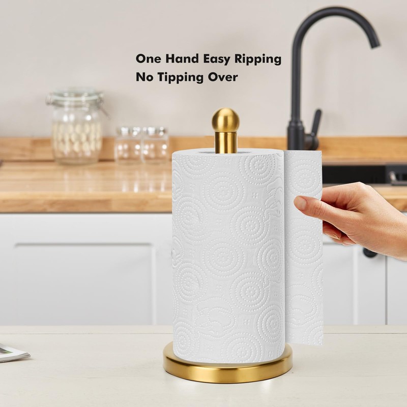 Paper Towel Holder Stand with Sturdy Base Fits Standard and