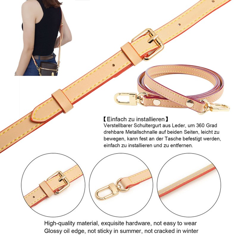 Beige Replacement Leather Strap, 150 cm Shoulder Strap, Genuine Leather,