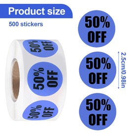 LuLiyLdJ 1 Roll of Promotional Labels, Price Labeler, Discount Sales Stickers 50%