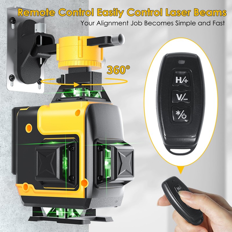 Laser Level, FELLAT 4x360°4D 16 Lines Laser for Construction, Two