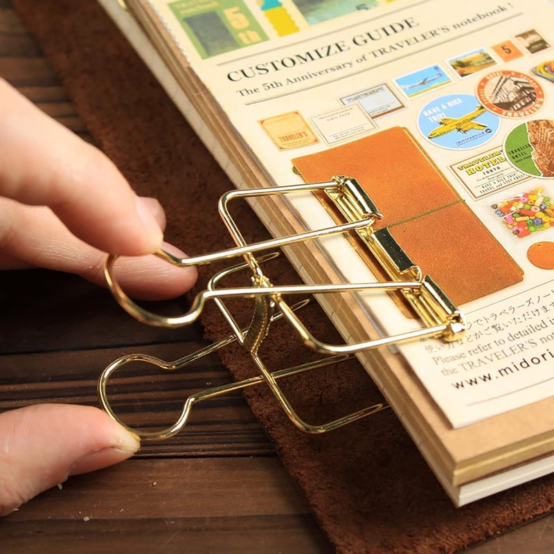 Golden Hollow Long Tail Wire Binder Clips, Paper Binder Large