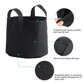 Plant Grow Bags, Black Plants Growing Bag Vegetable Flower Aeration Planting Pot Container, Reusable and Durable, for Growing Trees Flowers Fruits Vegetables, Different Sizes (1/2/3/5/7/10 Gallon)