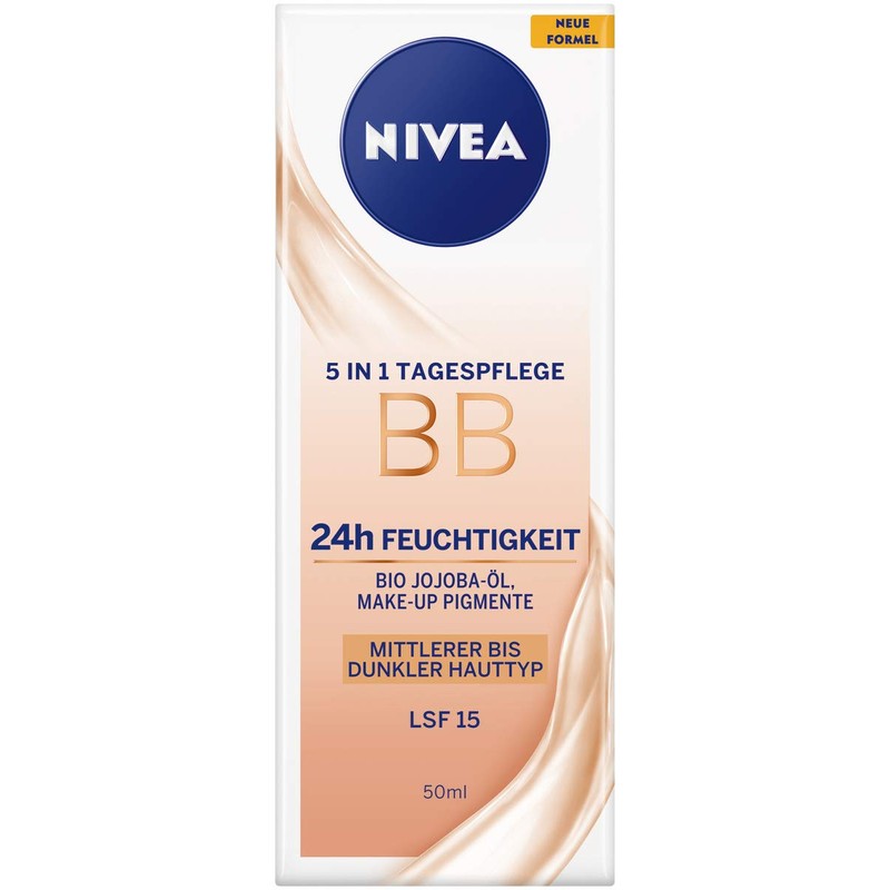 NIVEA 5in1 Tagespflege BB 24h Feuchtigkeit Mittlerer bis Dunkler Hauttyp,