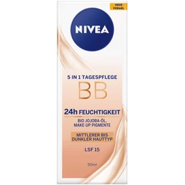 NIVEA 5in1 Tagespflege BB 24h Feuchtigkeit Mittlerer bis Dunkler Hauttyp, 50 ml