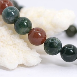 Natural Multicolor Indian Agate Gemstone 8mm Round Beads Stretch Bracelet 7 Inch Unisex