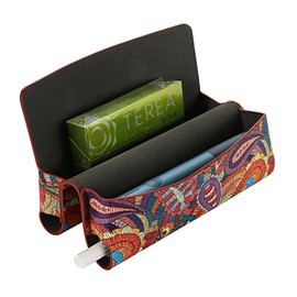 Mekeran Storage Bag for IQOS ILUMA ONE, PU Leather Case Compatible with IQOS ILUMA ONE. (Red Paisley)