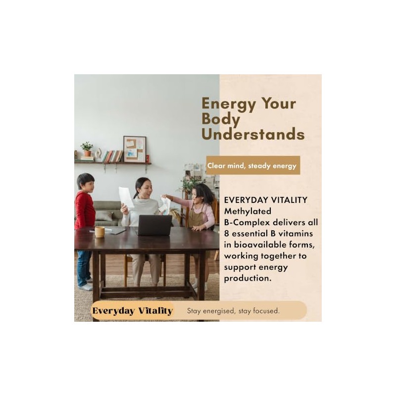 Everyday Vitality Methylated B-Complex |Active B Vitamins with Methylfolate, Methylcobalamin
