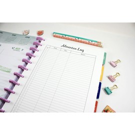 Absentee Log for 11-Disc Big Teacher Happy Planner, Teacher Planner Inserts, Pre-punched Planner Inserts, Pre-punched Teacher Inserts