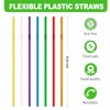 XHQHSZ 200-Pack Solid Colors Flexible Drinking Straws, Plastic Disposable Bendy