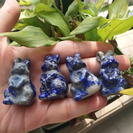 Manekieko Natural Lapis Lazuli Hand Carved Rabbit Statue, 1.5 Inch Crystals and Healing Stones Animal Figures Gemstone