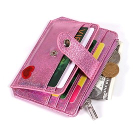 Fida&Moon Glitter Girl Small Wallet RFID Blocking Coin Purse Clip Card Holder (Glitter Pink)
