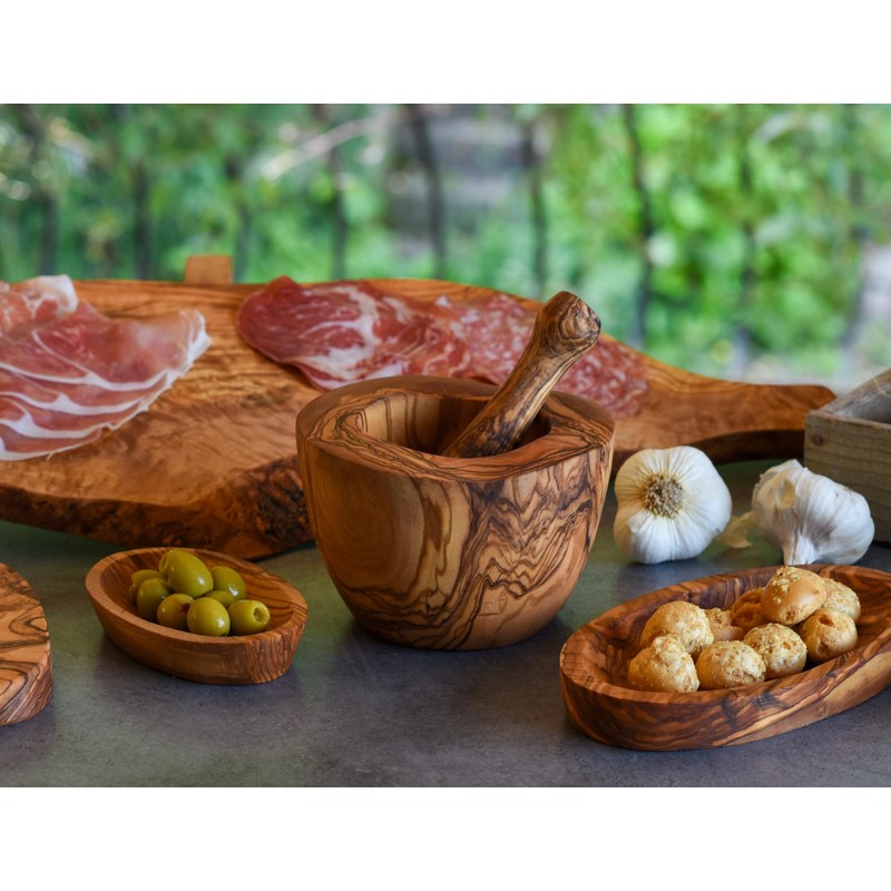 Cleminson® Handcrafted Olive Wood Mortar and Pestle Set | Kitchen