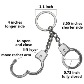 Iconikal Metal Mini Handcuff Thumb Cuff Keychain, 3 Pack
