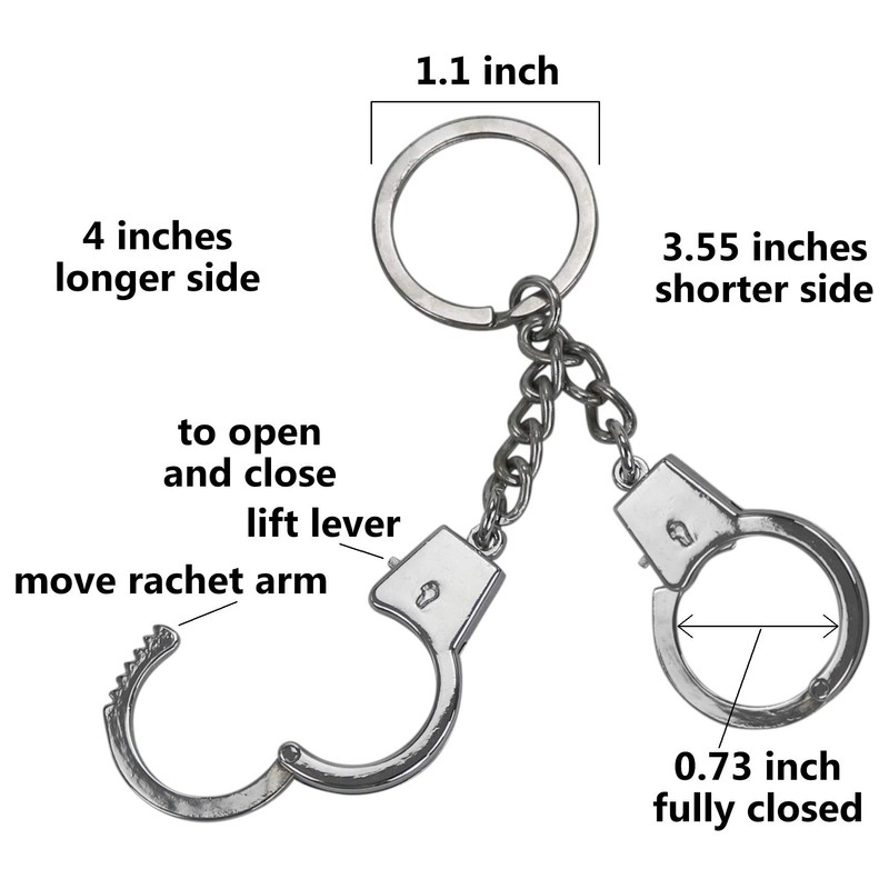 Iconikal Metal Mini Handcuff Thumb Cuff Keychain, 3 Pack