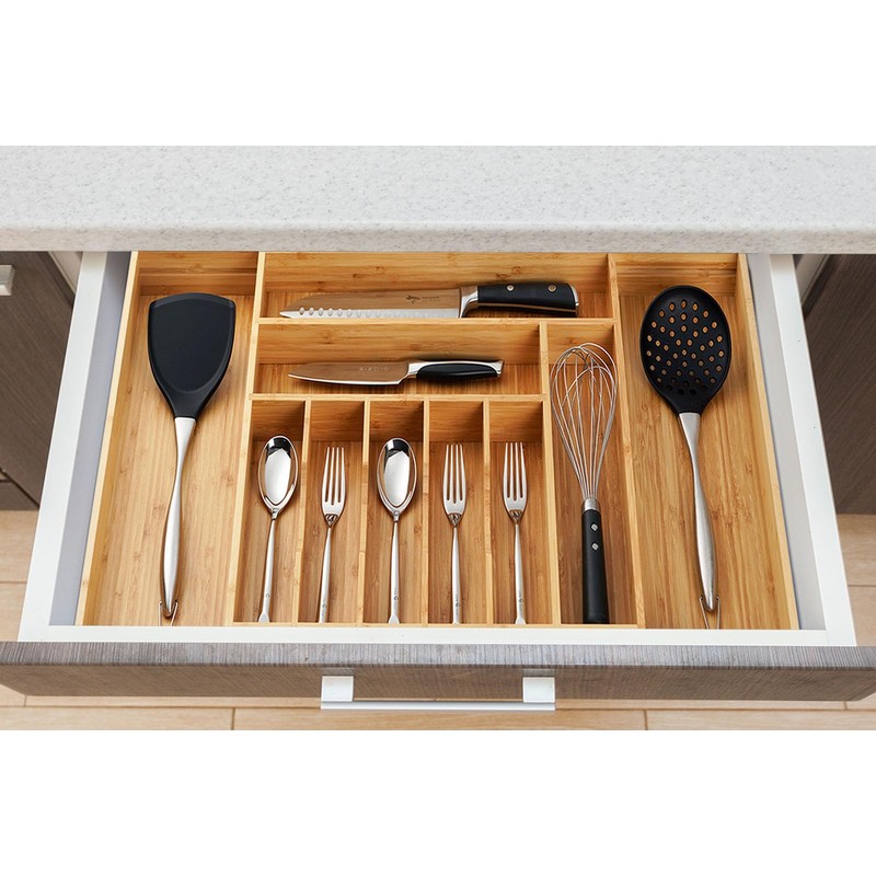 Umilife Extra Large Expandable Kitchen Siverware Utensils Drawer Organizer, 19"