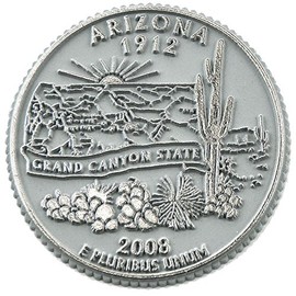 Arizona State Quarter Magnet by Classic Magnets, 2.5" Diameter, Collectible 3D Rubber Vintage-Style Souvenirs and Gifts Made in The USA