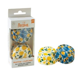 Decora 0339919 Pack of 36 Moulds Line Amalfi Lemons Diameter 50 x 32 mm for Baking, Presenting and Gifting Muffins, Heat Resistant up to 220°, in Practical Blister Packaging