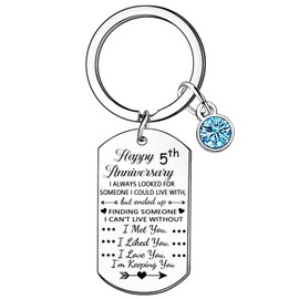 Hgreiwgk Anniversary Keyring Valentines Day Christmas Gifts for Boyfriend Girlfriend Anniversary Wedding Gifts I Met You I Liked You I Love You I'm Keeping You Keychain (5th)