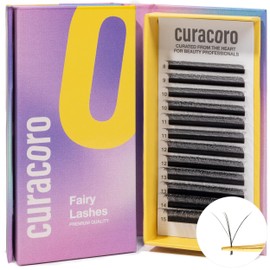 Curacoro Fairy Volume Lash Extensions 3D - 0.07mm Thickness | C CC D Curl | 8-15mm Length Mixed Tray | Premium Matte Black Individual Eyelashes Tray, Professional Supplies Use (C, 9mm)