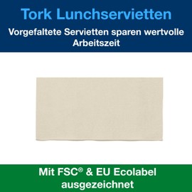 Tork 477351 Lunch Napkin, 33 x 33 cm, 2-Ply, 1/8 Fold, 10 x 200, Natural Environmental Print