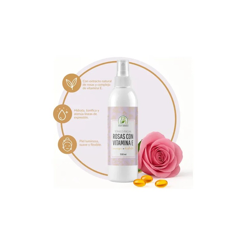 Tónico Facial Rosas Con Vitamina E Ilumina Y Repara 500