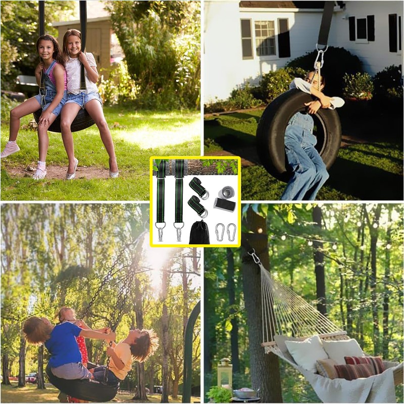 Taicols Tree Swing Hanging Straps, 2 Pcs 1.5M/5ft Hammock Tree