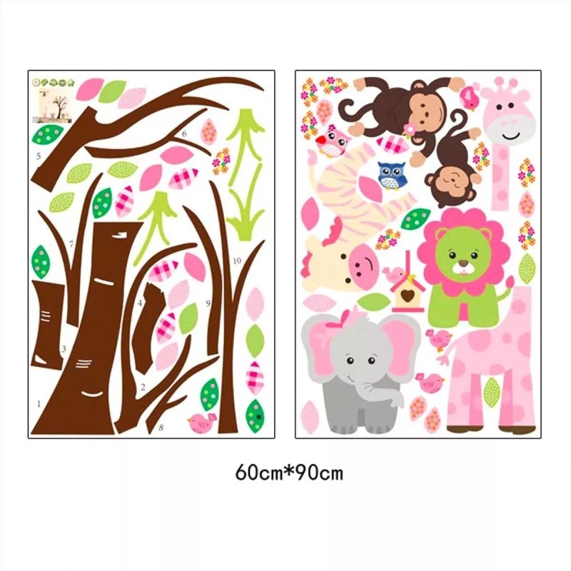 DaraBaby Vinil Árbol Con Búhos Y Animales De La Selva