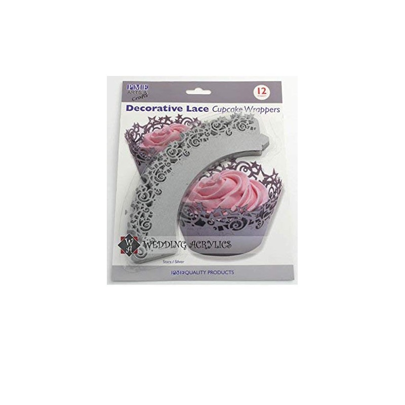 PME Silver Stars Cupcake Wrappers, Pack of 12